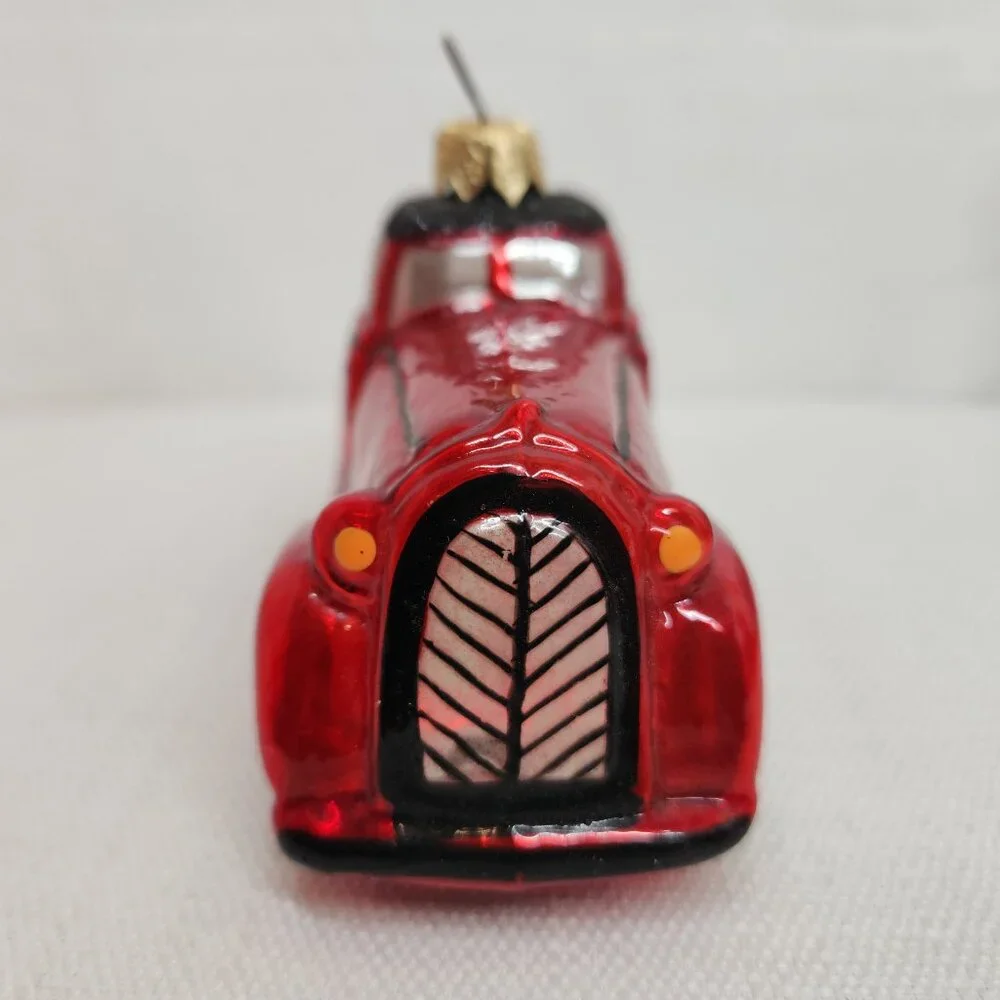 Kurt S Adler Polonaise Old Car 1 Red Roadster Glass Christmas Ornament